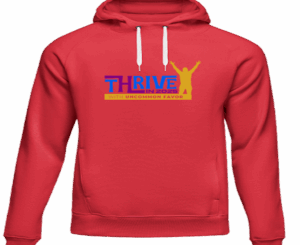 Red Hoodie Thrive Men's Mockup